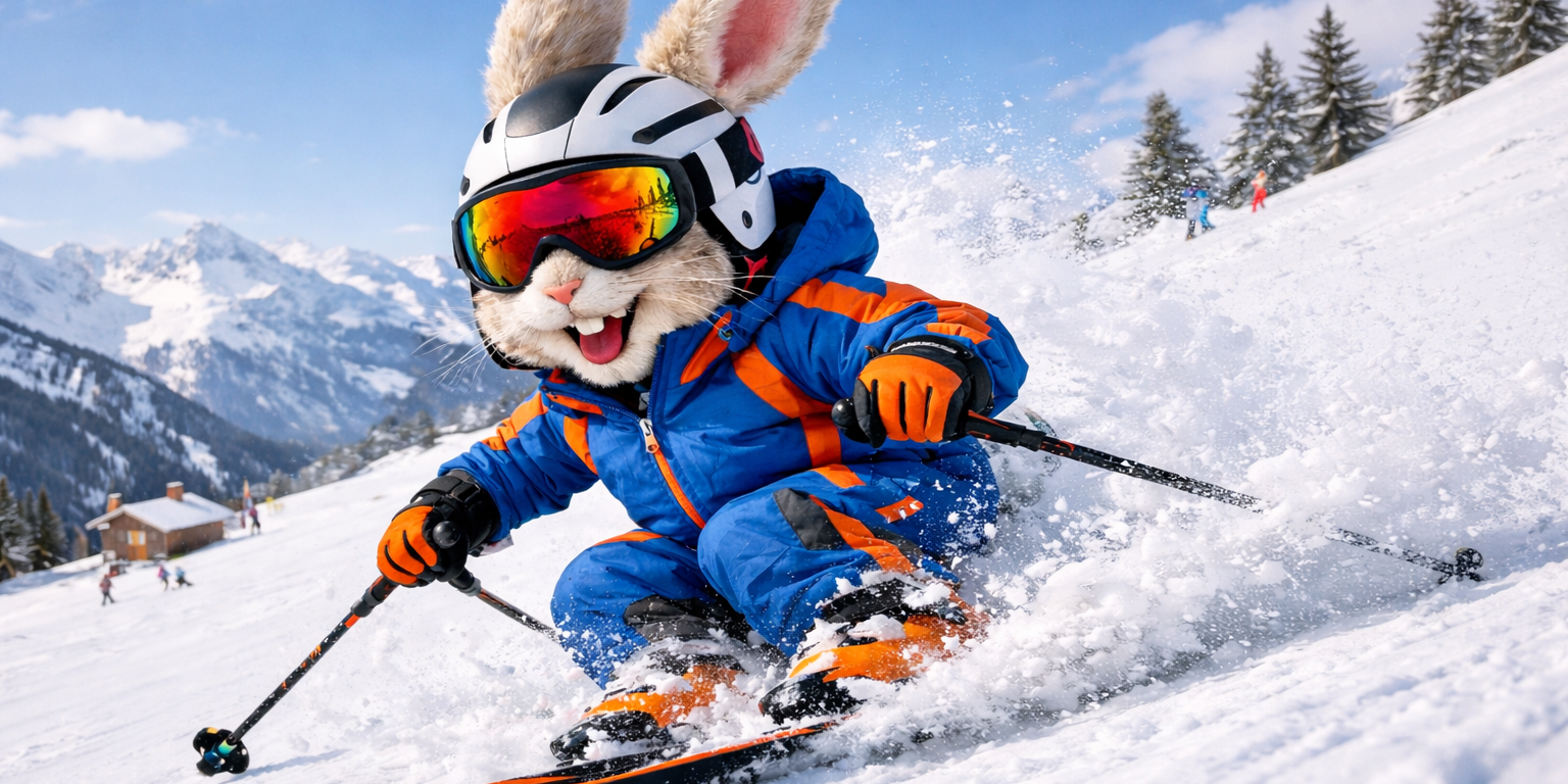 Osterhase fährt Ski