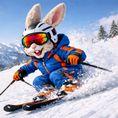 Osterhase fährt Ski